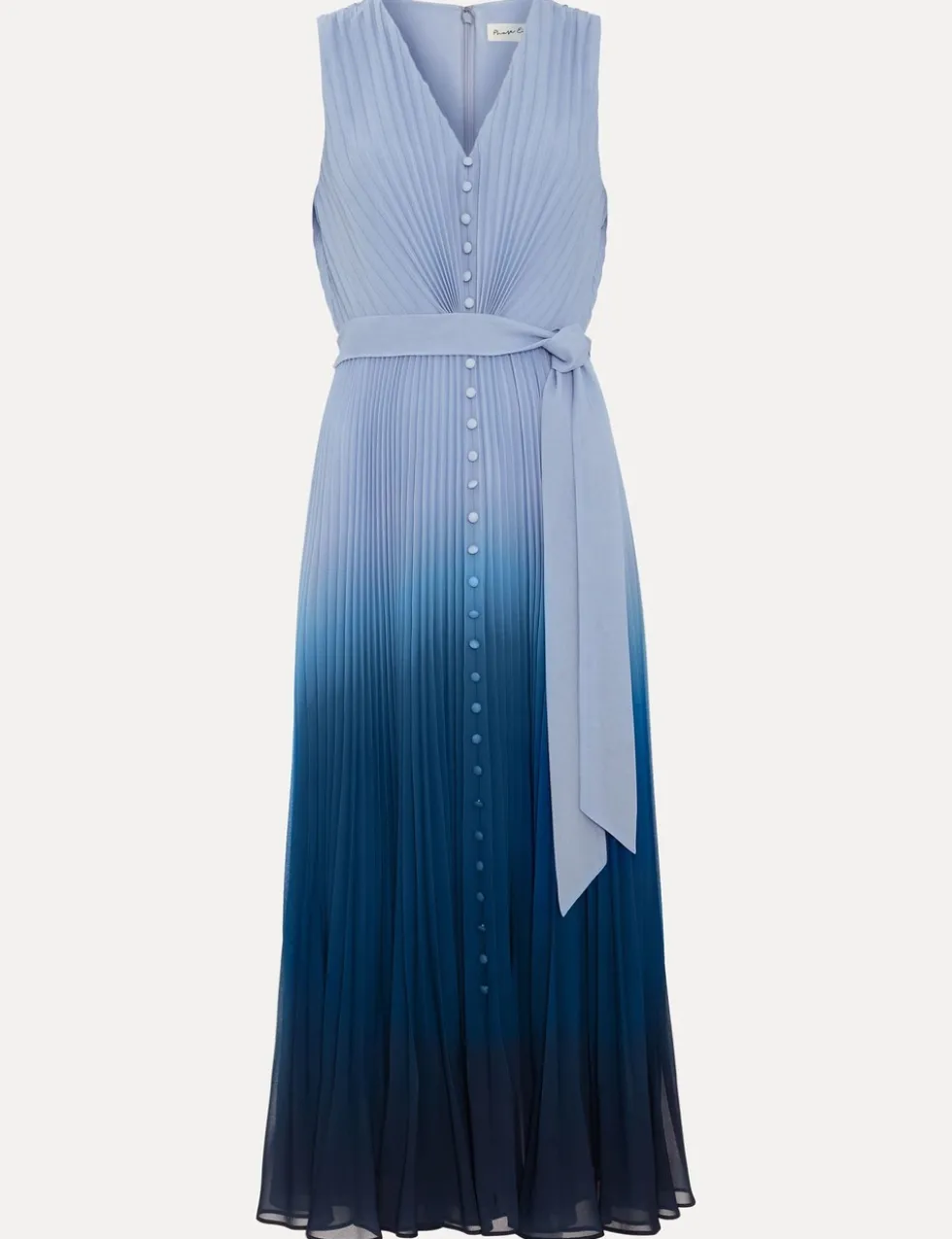 Ombre V-Neck Pleated Midi Skater Dress