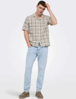 Onscaiden Life Linen Blend Checked Shirt