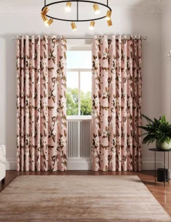 Opal Floral Lined Eyelet Curtains