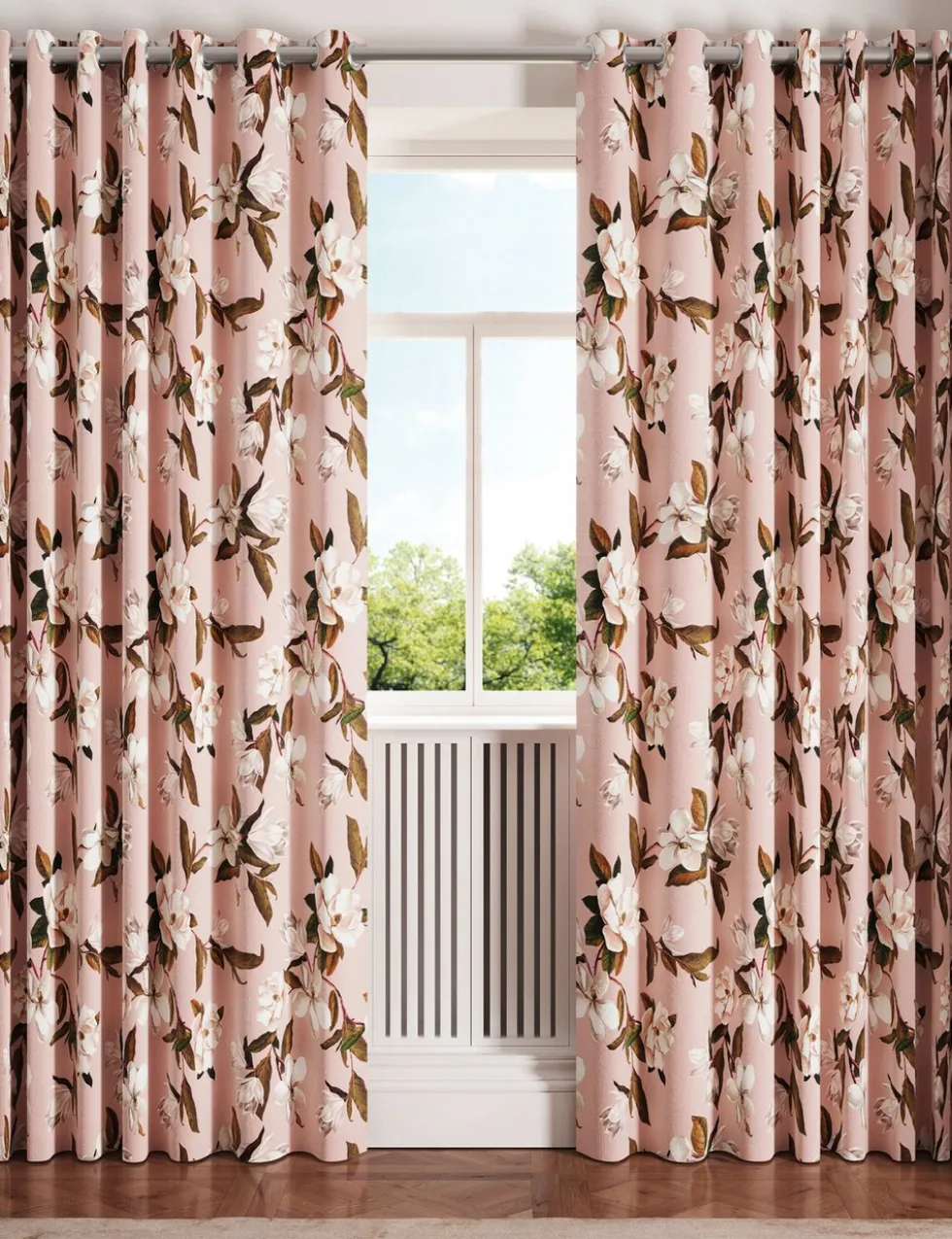 Opal Floral Lined Eyelet Curtains