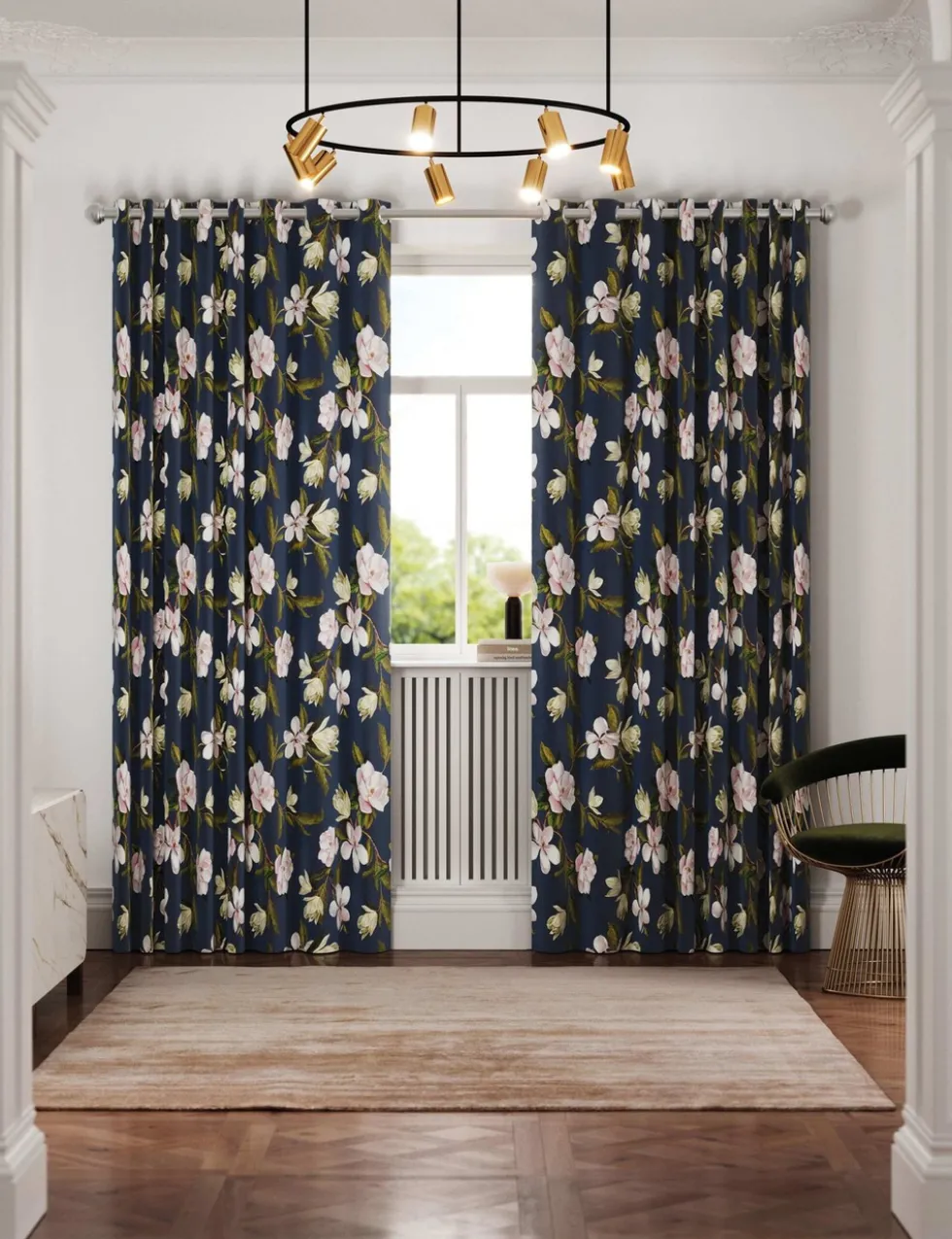Opal Floral Lined Eyelet Curtains