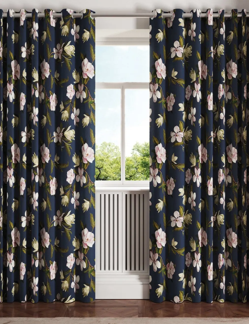 Opal Floral Lined Eyelet Curtains