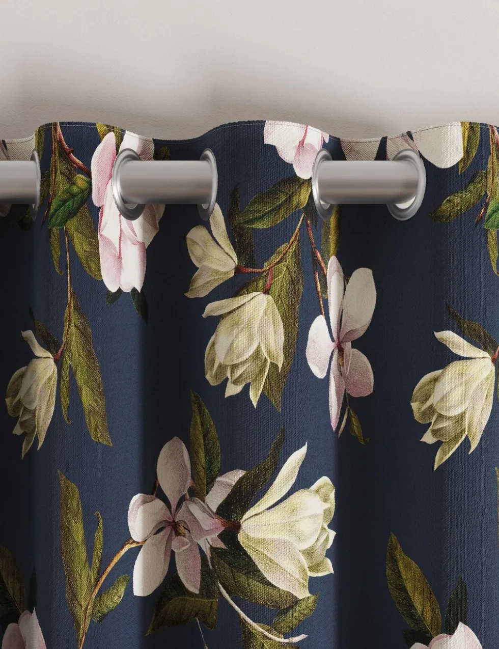 Opal Floral Lined Eyelet Curtains