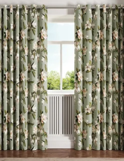 Opal Floral Lined Eyelet Curtains