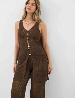 Openstitch Button Front Knitted Top