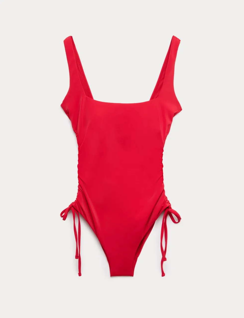 Padded Drawstring Side Square Neck Swimsuit