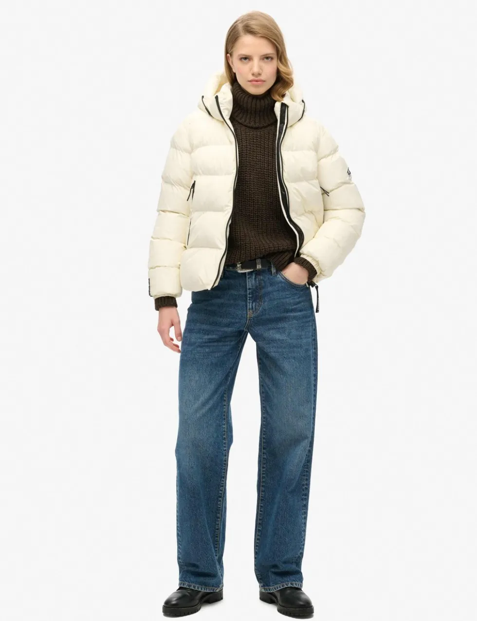 Padded Hooded High Neck Puffer Jacket