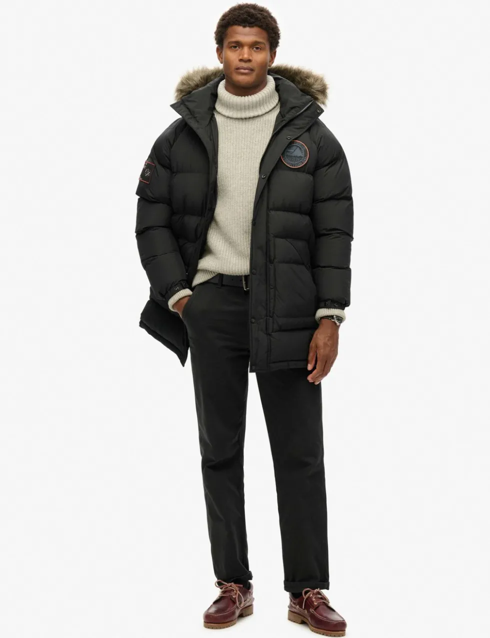 Padded Hooded Longline Parka Jacket