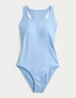 Padded Laser Cut Racer Back Swimsuit