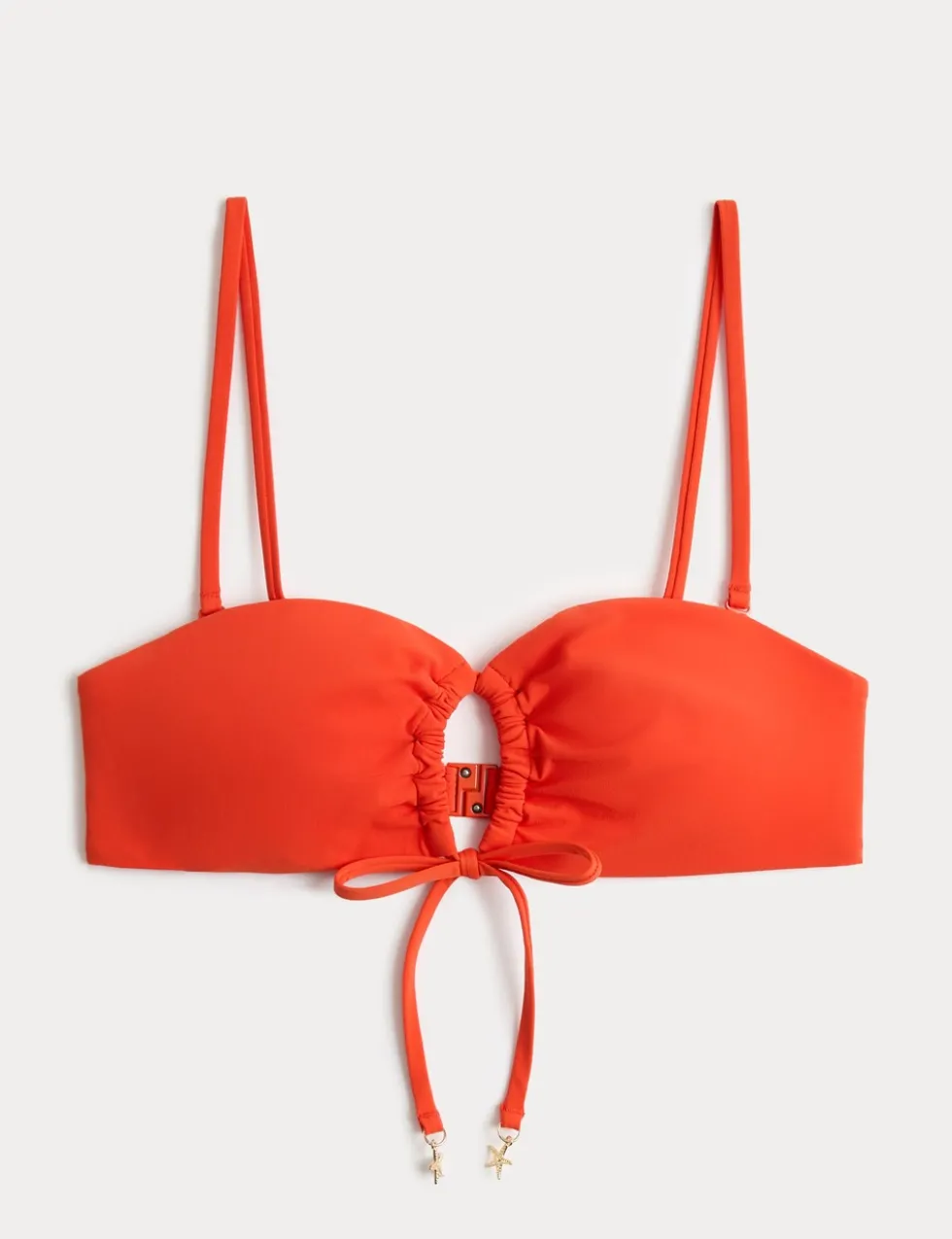Padded Tie Front Bandeau Bikini Top