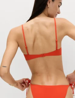 Padded Tie Front Bandeau Bikini Top