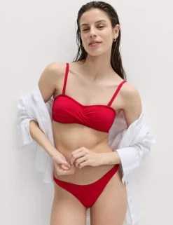 Padded Twist Front Bandeau Bikini Top