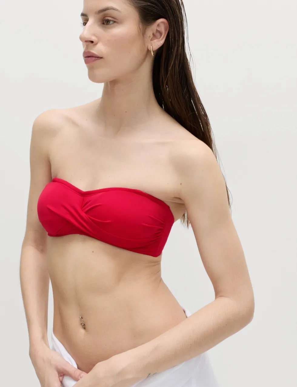 Padded Twist Front Bandeau Bikini Top
