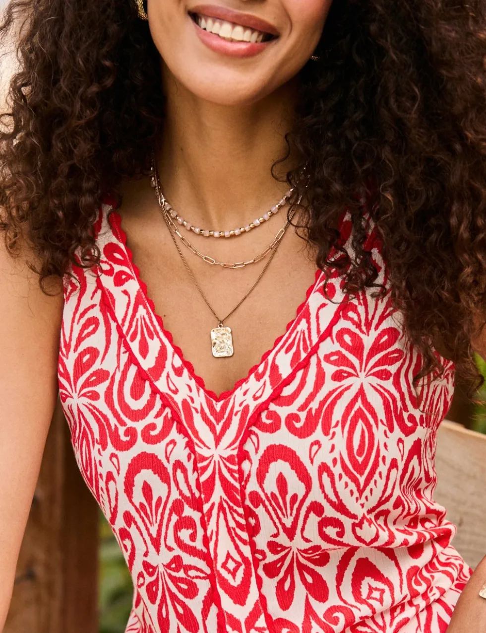 Paisley Crinkle V-Neck Vest Top