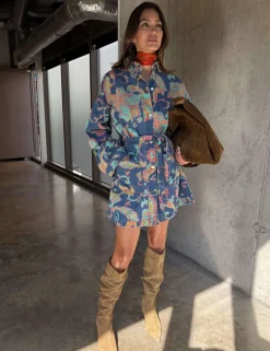 Paisley Denim Belted Shacket