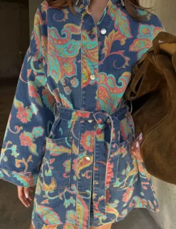 Paisley Denim Belted Shacket