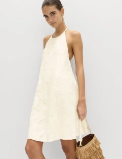 Paisley Embroidered Mini Beach Dress