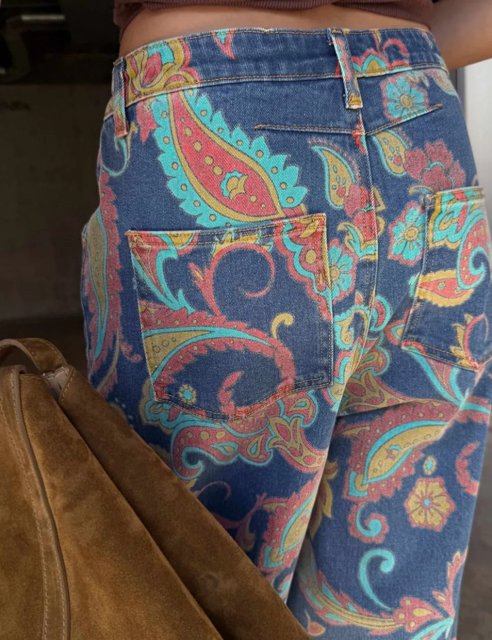 Paisley Print Barrel Jeans