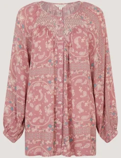 Paisley Print Button Through Blouse