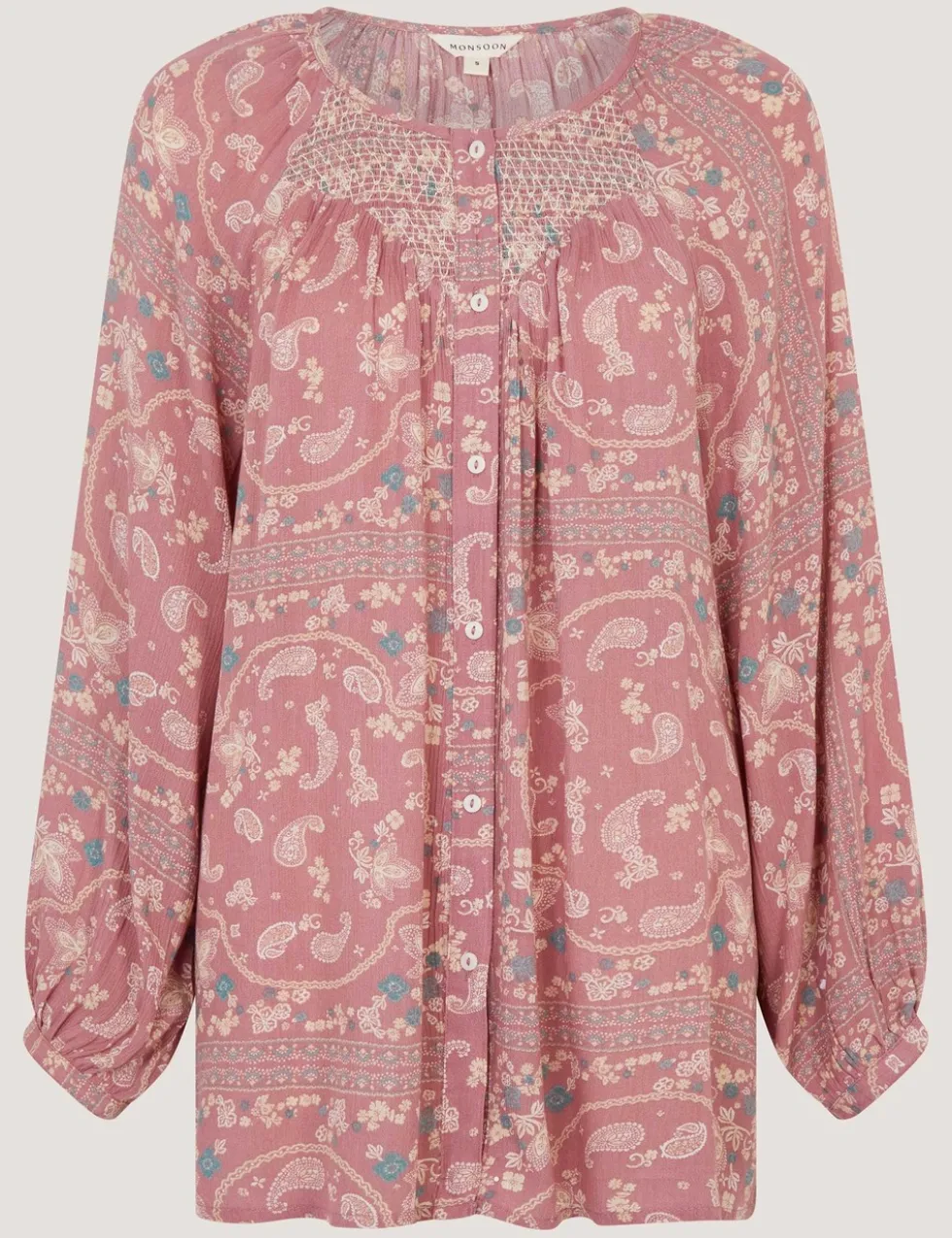 Paisley Print Button Through Blouse