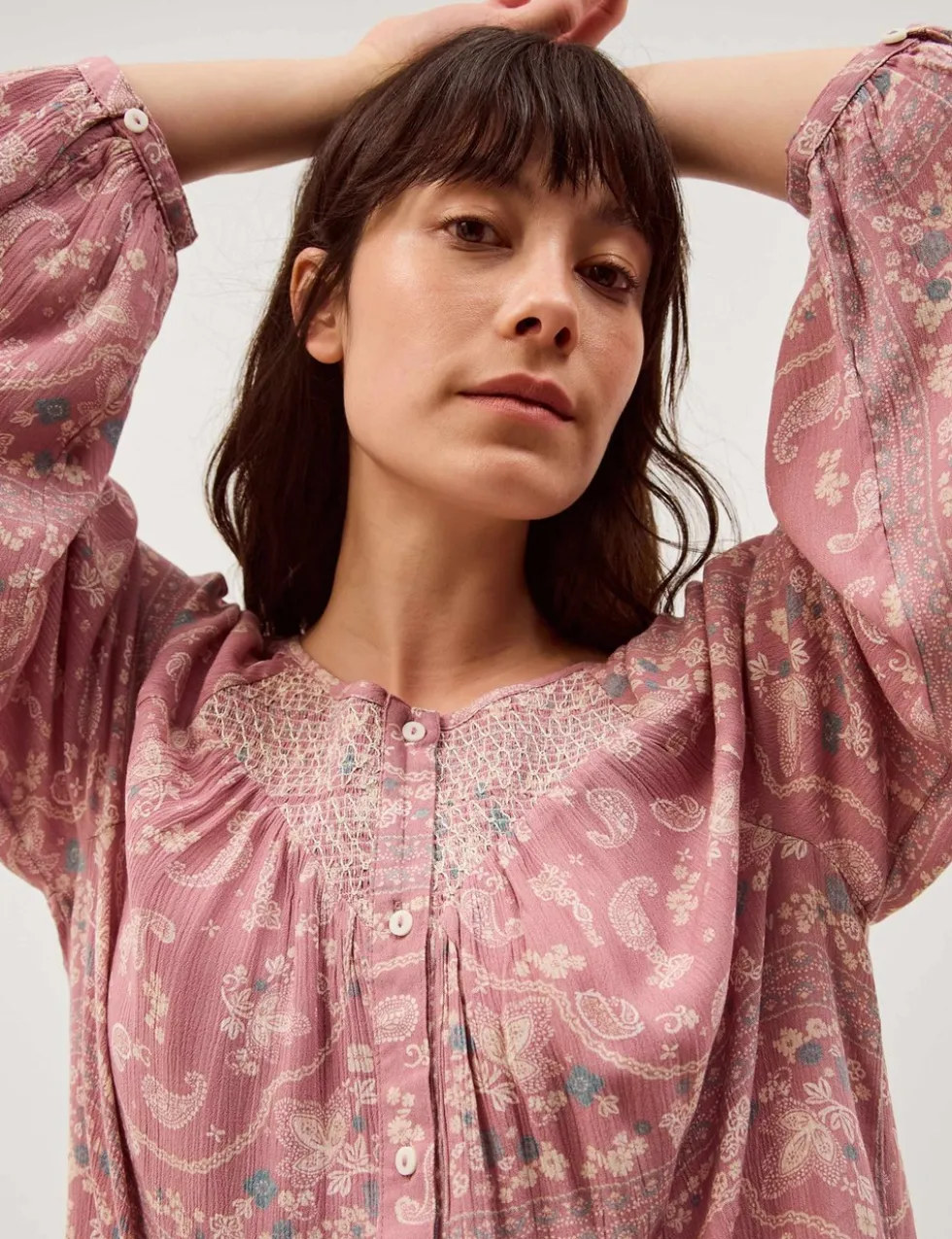 Paisley Print Button Through Blouse