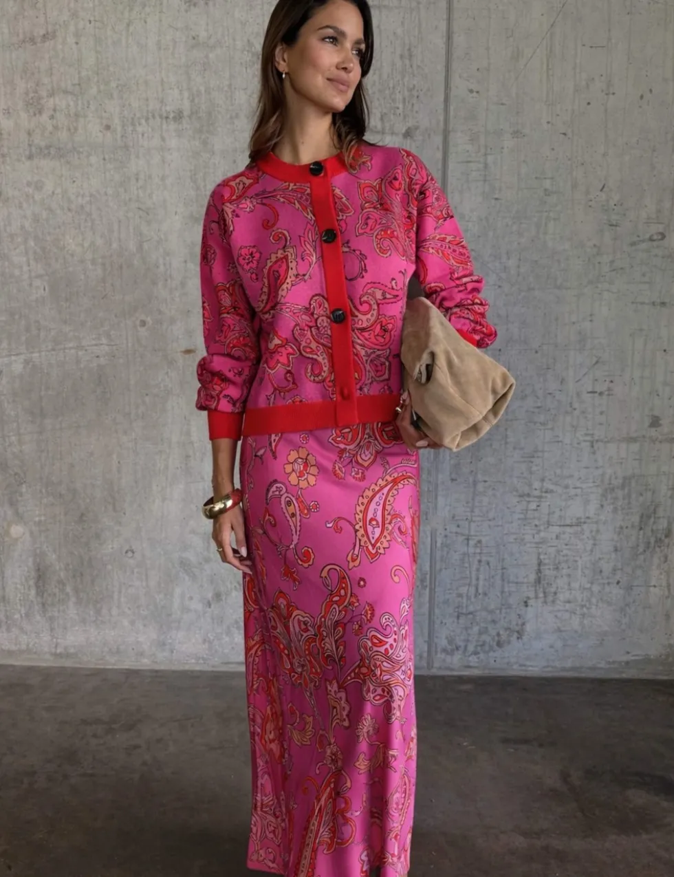 Paisley V-Neck Button Through Cardigan