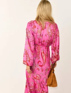 Paisley V-Neck Midaxi Waisted Dress