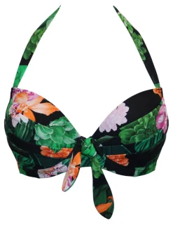 Palermo Floral Wired Tie Detail Plunge Bikini Top (B-G)