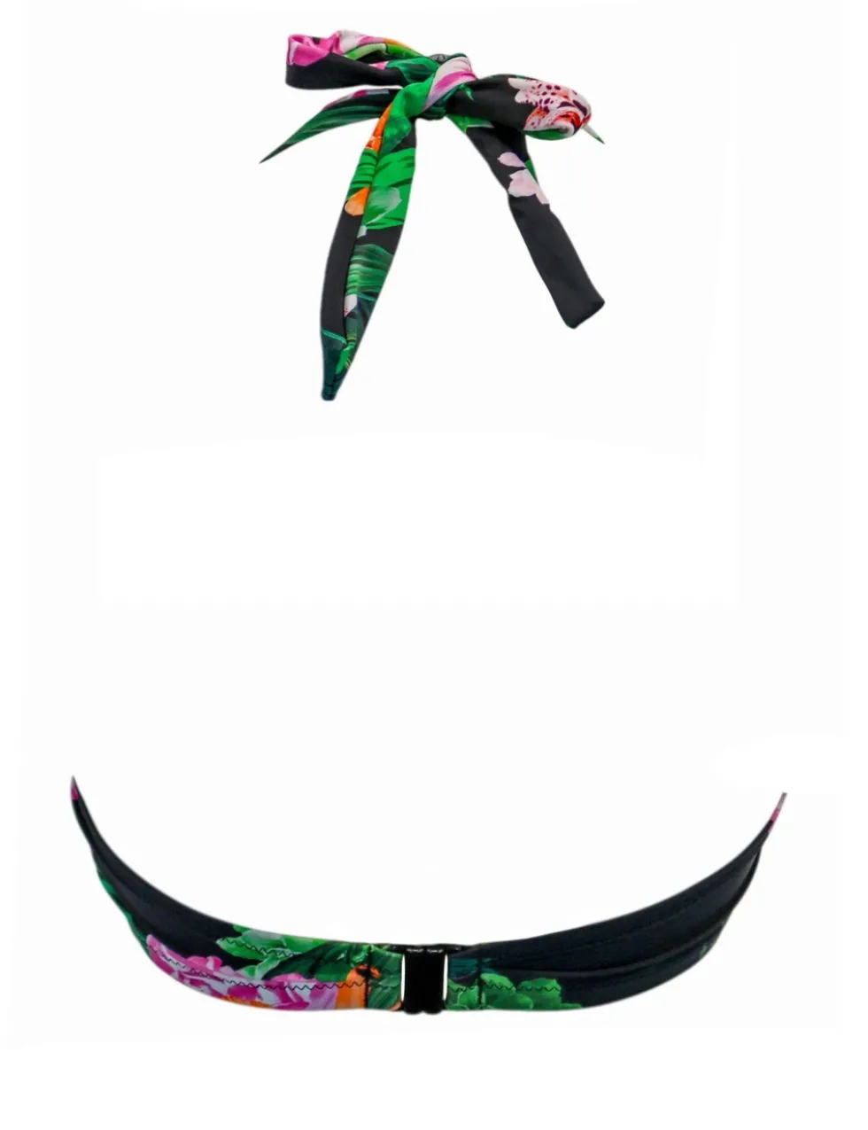 Palermo Floral Wired Tie Detail Plunge Bikini Top (B-G)