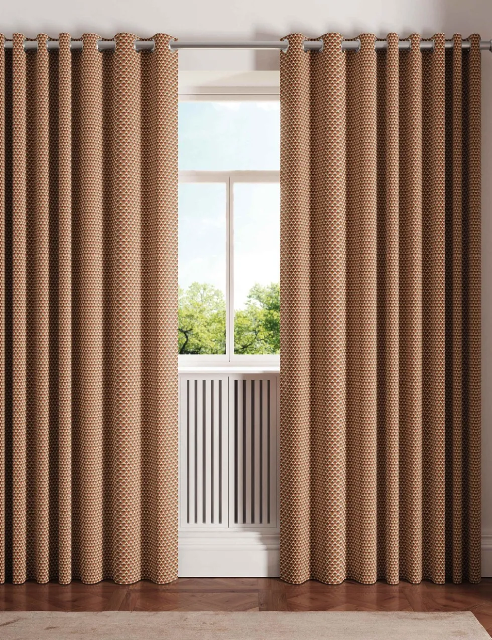 Palm Geo Lined Eyelet Curtains