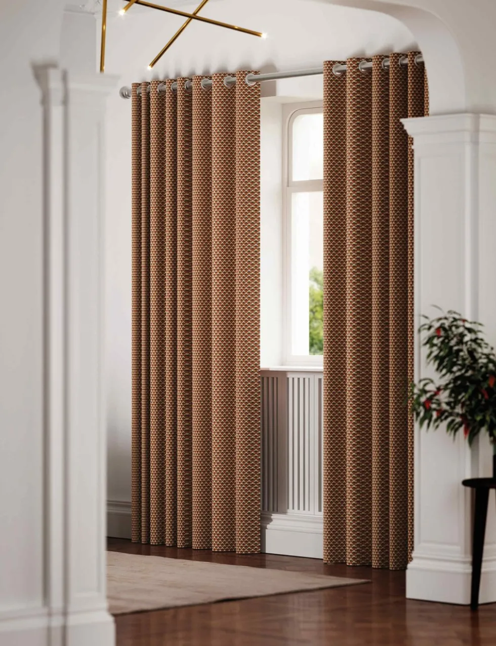 Palm Geo Lined Eyelet Curtains