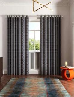 Palm Geo Lined Eyelet Curtains