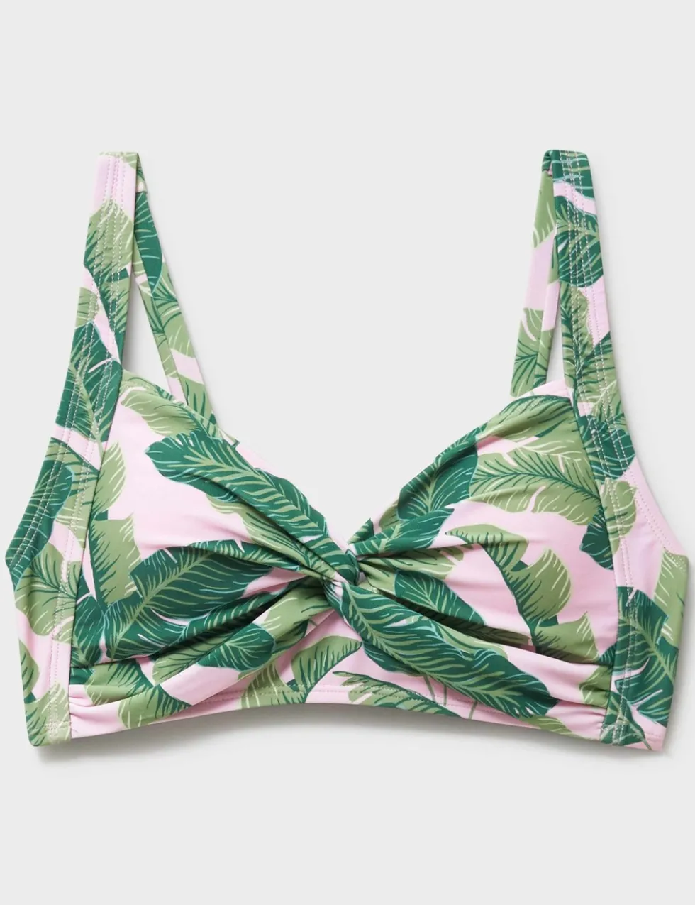 Palm Tree Padded Twist Front Plunge Bikini Top