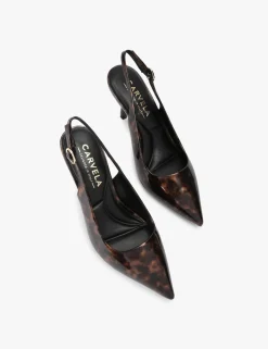 Patent Animal Print Stiletto Heel Slingbacks