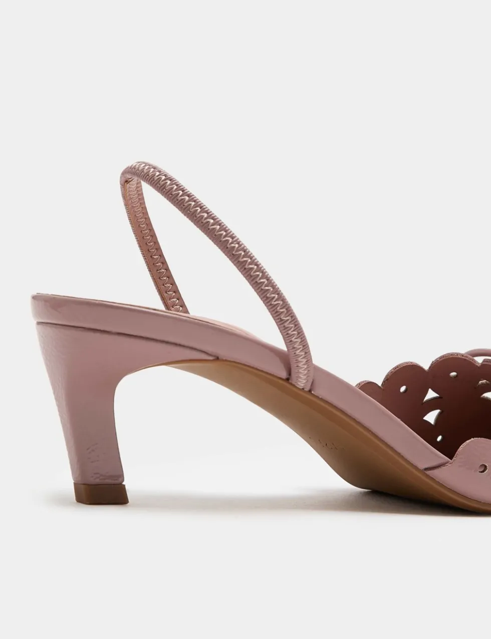 Patent Bow Cut Out Kitten Heel Pointed Slingback Shoes