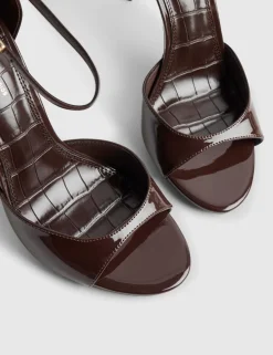 Patent Closed Back Open Toe Stiletto Heels