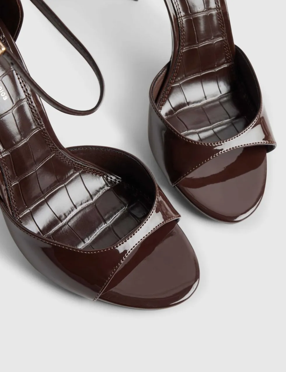 Patent Closed Back Open Toe Stiletto Heels