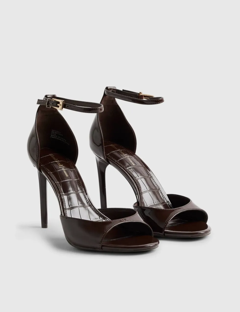 Patent Closed Back Open Toe Stiletto Heels