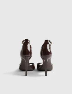 Patent Closed Back Open Toe Stiletto Heels