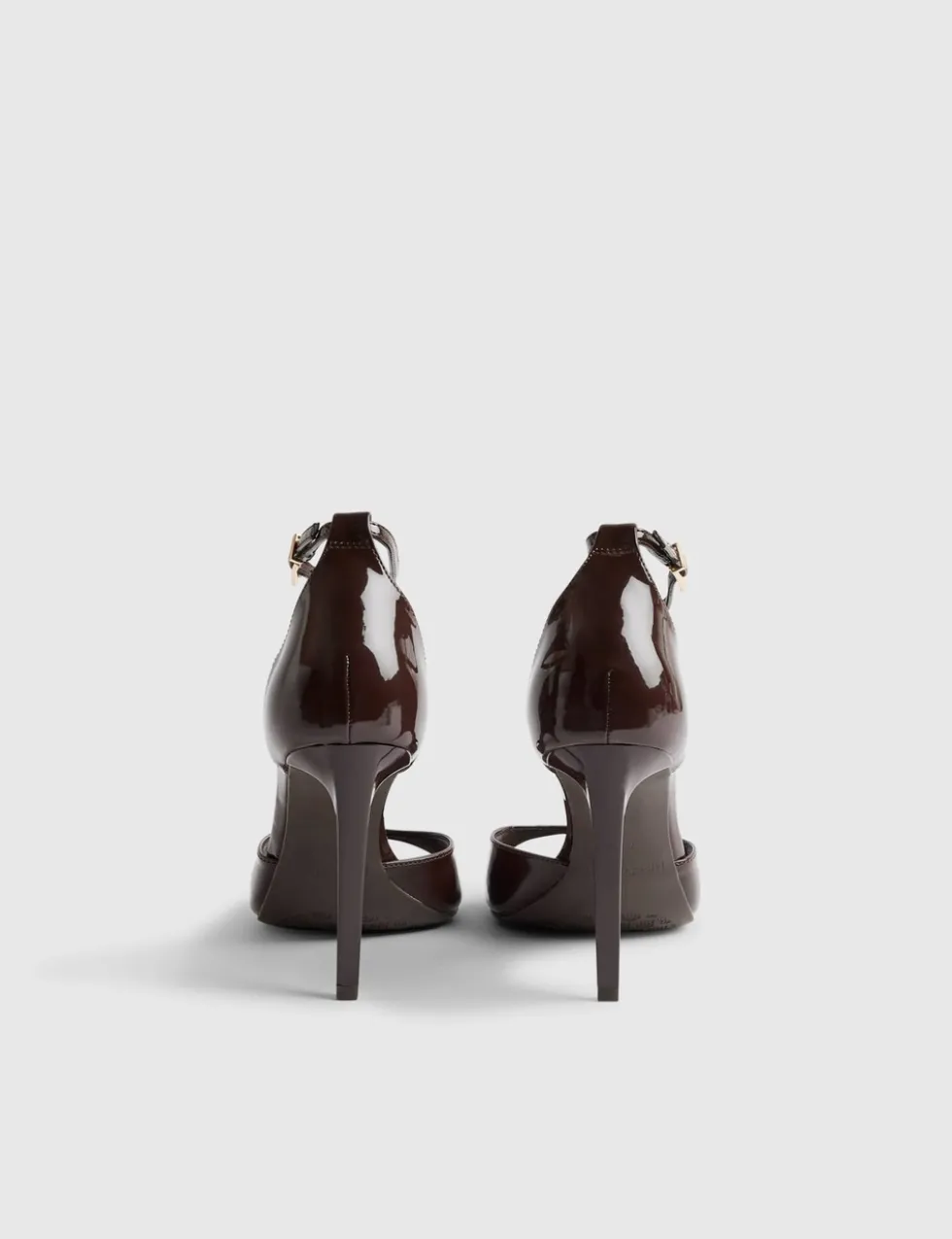 Patent Closed Back Open Toe Stiletto Heels