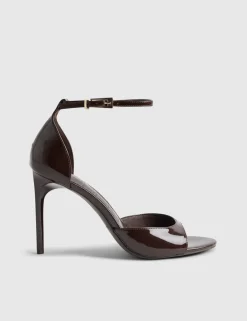 Patent Closed Back Open Toe Stiletto Heels
