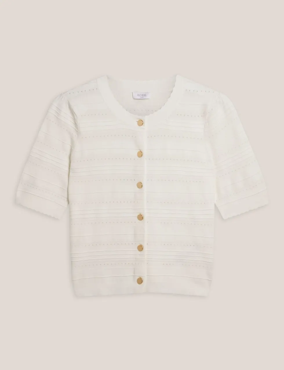 Patterned Pointelle Short Sleeve Cardigan