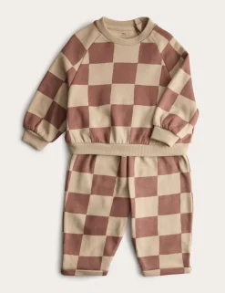 2pc Checked Sweatshirt & Joggers Outfit (0-6 Yrs)