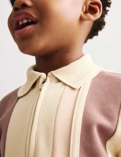 2pc Cotton Blend Pique Colour Block Polo Outfit (1-8 Yrs)