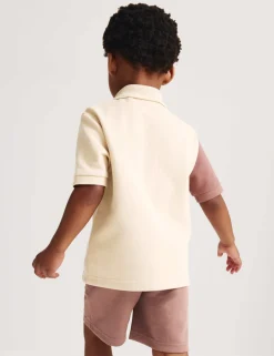 2pc Cotton Blend Pique Colour Block Polo Outfit (1-8 Yrs)