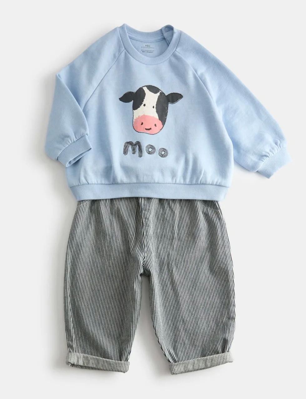 2pc Cotton Rich Cow Top & Bottom Outfit