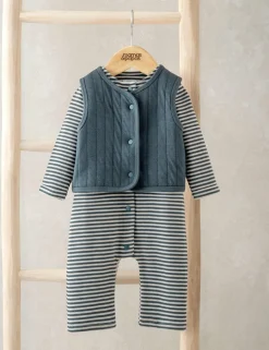 2pc Cotton Rich Gilet & Romper Set (0-12 Mths)