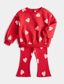 2pc Cotton Rich Heart Top & Bottom Outfit (0-6 Yrs)