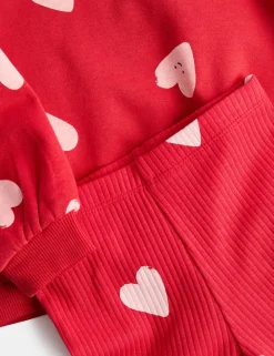 2pc Cotton Rich Heart Top & Bottom Outfit (0-6 Yrs)