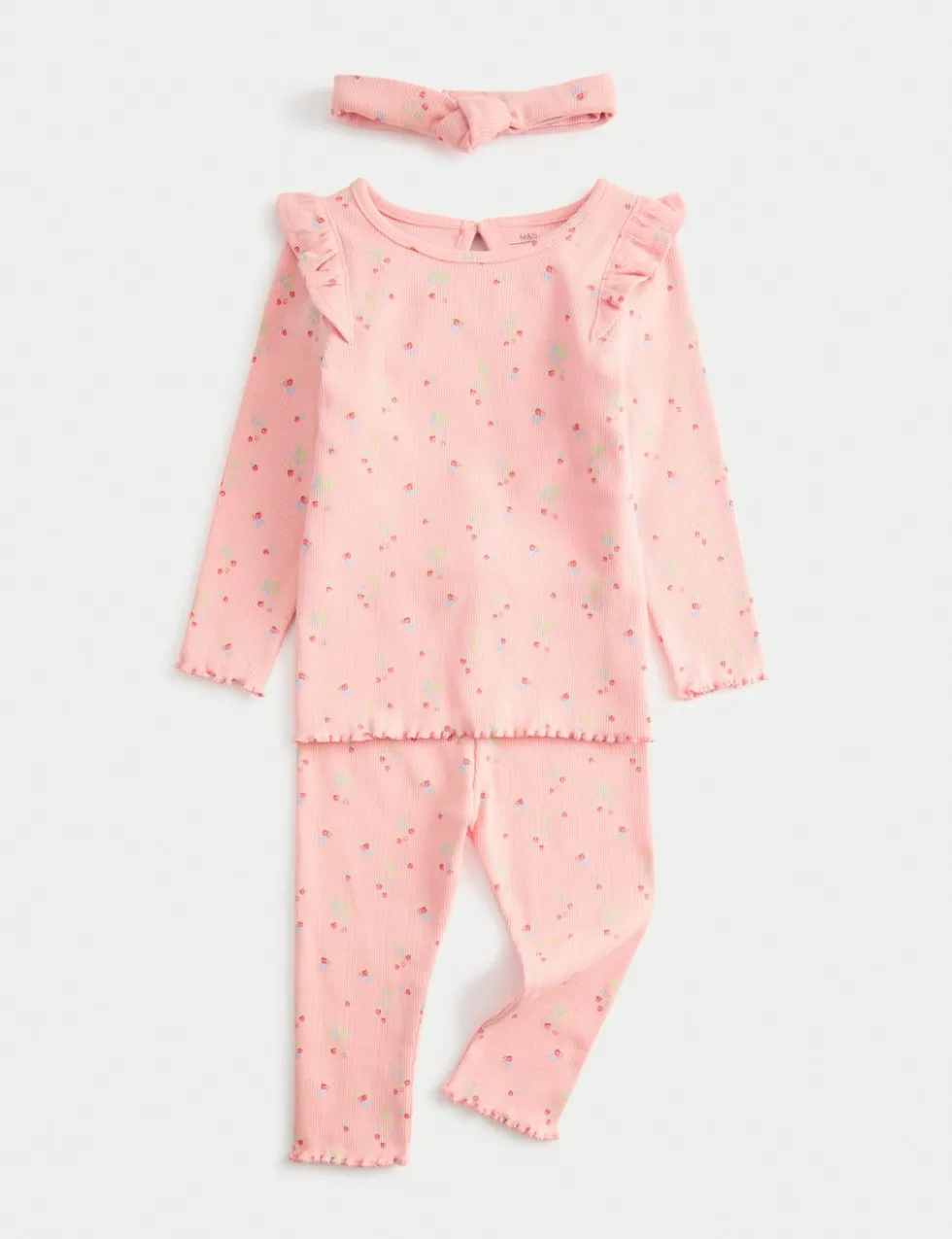 3pc Cotton Rich Jersey Strawberry Ditsy Outfit (0-3 Yrs)